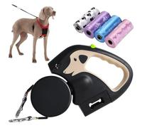 YHUEGH Flowleash Two Point Control Dog Leash, 9.8ft Long Double Handle Dog Leash with LED Light & Poop Bag Dispenser, No Tangle Training Leashes for Obedience Training Easy to Use Beige