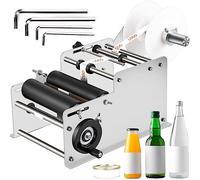 YHUEGH Round Bottle Labelling Machine, Adjustable Semi-Automatic Labelling Machine Manual Label Applicator Self-Adhesive for Cans and Bottles, 25pcs/min for Width 10-110mm Length 10-300mm Label