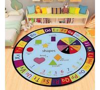 YHUERC ABC Learning Carpet,Round Letter Carpet,100cm Color Shape Learning Rug,Child Baby Study Rugs,Sensory Mat,Soft, Non-Slip and Machine Washable,for Living Room, Bedroom, Baby Room, Classroom