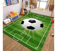 YHUERC Black and White Football Carpet,120x180cm Sports Themed Carpet,Football Pitch Track Rug,Modern Style Sports Rug,Non-Slip Machine Washable Cushion,for Children's Bedrooms and newborn Rooms
