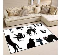 YHUERC Black Cat Decorative Area Rug, 140x200cm Cute Kitten Animals Living Room Rugs, Cat Lover's Gift Non Slip Washable Floor Mats, For Living Room Bedroom Children's Room Decor Cats Print Carpet.
