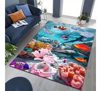 YHUERC Colorful Undersea Animal World Area Rugs,70x140cm Coral Carpet,Ocean Fish Carpet,Deep Sea Area Rug,Indoor Rectangular Rug,Soft Non-Slip Mat,for Living Room, Bedroom and Children's Play