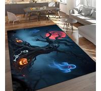 YHUERC Dead Tree Grimace Carpet,70x140cm Horror Atmosphere Halloween Carpet,Skeleton Ghost Pumpkin Blood Red Moon Rugs,Non-Slip,Machine Washable,Stain-Resistant,Various Sizes to All Indoor Areas
