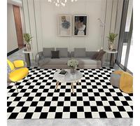 YHUERC Full Size Black and White Checkered Area Rug, 60x110cm Checkers Checkerboard Pattern, Modern Lattice Living Room Decor Non-Slip Washable Play Mat for Living Room, Kids Bedroom, Playroom Rug.