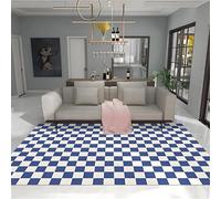 YHUERC Full Size Simple Blue Checkered Area Rug, 60x110cm Checkers Checkerboard Pattern, Modern Geometric Living Room Decor Non-Slip Washable Play Mats, for Living Room Kids Bedroom Playroom Rug.