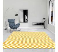 YHUERC Full Size Yellow Checkered Area Rug, 80x150cm Checkers Checkerboard Pattern, Modern Geometric Lattice Living Room Decor Non-Slip Washable Play Mat for Living Room, Kids Bedroom, Playroom Rug.