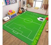 YHUERC Green Football Pitch Rug,180x230cm Football Sports Carpet,Soccer Area Rug,Machine-Washable,Foldable Non-Slip Mat,Multiple Sizes-Multiple Colors-Rectangular-Crystal Velvet-Woven-Low Pile-Large