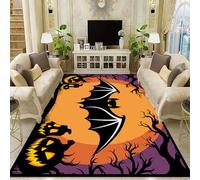 YHUERC Halloween Bloodsucking Bat Carpet,120x180 cm Scary Pumpkin Carpet,Thriller Dead Tree Rug,Halloween Decorative Doormat,Soft,Non-Slip,Stain-Resistant,Machine Washable,Foldable, Easy to Care for