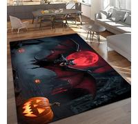 YHUERC Halloween Carpet,180x230 cm Black Vampire Bat Carpet,Night Mist Castle Rugs,Blood Red Moon Rug,Scary Pumpkin Rugs,Non-Slip Machine Washable, for Living Room,Bedroom,Dining Room,Boy's Bedroom