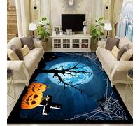 YHUERC Halloween Theme Dead Tree Carpet,70x140 cm Spider Web Pumpkin Head Carpet,Quiet Thriller Gothic Rug,Soft,Non-Slip,Foldable Washable,for Living Room,Dining Room,Study,Office and Boy's Bedroom
