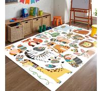 YHUERC Indoor Large Area Rug, 60x90cm Cute Animals Tiger Lion Giraffe Owl Zebra Feather Rugs, Kitchen Decor Rug, Modern Kids Playroom Non-Slip Floor Mats, Bedroom Living Room Soft Washable Rugs.