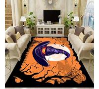 YHUERC Machine Washable Witch Hat Non-Slip Carpet,180x230 cm Spooky Halloween Area Carpet,Yellow Rectangular Rug,Soft Crystal Velvet, Stain-Resistant Indoor Rug,for Office and Girl's Bedroom