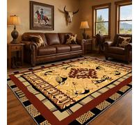 YHUERC Modern Abstract Aztec Area Rug, 180x230cm Native American Kokopelli Pattern Rug, Southwest Tribal Carpet, Indoor Non-Slip Mat, Retro Vintage Washable Rugs for Living Room Bedroom Home Decor