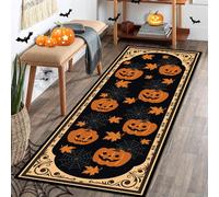 YHUERC Pumpkin Head Long Runner Carpet,60x240 cm Spider Decor Rug,Halloween Carpet,Halloween Entrance Doormat,Foldable Crystal Velvet Soft Rugs,for Corridors,Runways,Living Rooms,Bedrooms,Kitchens