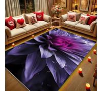YHUERC Purple Flowers Carpet,100x150 cm Fireside Rugs for Living Room,Vintage Floral Rugs for Bedroom,Lounge Rug Large,Soft Area Rug,Non-Slip Anti-Fouling Foldable,Various Sizes to All Indoor Areas