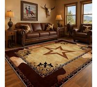 YHUERC Retro Five-Pointed Star Area Rugs, 60x110cm Western Vintage Star Pattern Rug, Durable Non-Slip Mat Washable Carpet, Rustic Decorative Rug for Living Room Bedroom Farmhouse Home Decor