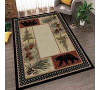 YHUERC Rustic Bear Paws Area Rug, 80x150cm Vintage Country Wildlife Rugs, Living Room Non Slip Backing Carpet, Home Decor Easy Clean Floor Mats, Soft and Washable for Bedroom Bedside With.