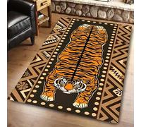 YHUERC Southwestern Tribal Area Rug, 70x140cm Rustic Tiger Print Rug, Moroccan Abstract Tiger Non-Slip Mat, Washable Kitchen Decorative Rug, Soft No Hair Loss, for Living Room Bedroom kids Playroom.