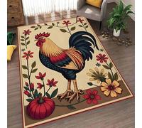 YHUERC Washable Rooster Area Rug, 100x150cm Vintage Rooster Carpet, Chicken Rug, Kitchen Decor, Cartoon Kids Print Rug, Soft Non-Slip Floor Mat, for Living Room Bedroom Boys Girls Children's Playroom.