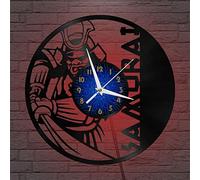 YHUK Samurai Vinyl Wall Clock, Vinyl Record Clock Wall Art Silent & Non-ticking(12 inchs B with LED)