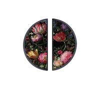 YHVHKA 2 Pack Antique Botanical Decor Cabinet Handles, 76mm Hole Centres Drawer Pulls Black Semicircle Knobs, Solid Zinc Alloy Hardware for Art Home Decor