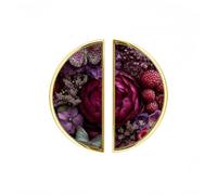 YHVHKA 2 Pack Berry Butterfly Art Semicircle Cabinet Handles, 76mm Hole Centres Drawer Pulls Unique Knobs, Solid Zinc Alloy Hardware for Art Home Decor - Gold Base