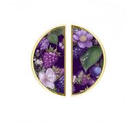 YHVHKA 2 Pack BlackBerry Floral Art Semicircle Cabinet Handles, 76mm Hole Centres Drawer Pulls Unique Knobs, Solid Zinc Alloy Hardware for Art Home Decor - Gold Base