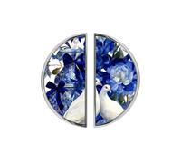 YHVHKA 2 Pack Blue White Dove Floral Semicircle Cabinet Handles, 76mm Hole Centres Drawer Pulls Unique Knobs, Solid Zinc Alloy Hardware for Art Home Decor - Brushed Nickel Base