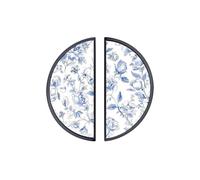 YHVHKA 2 Pack Blue Willow Floral Cabinet Handles, 76mm Hole Centres Drawer Pulls Black Semicircle Knobs, Solid Zinc Alloy Hardware for Art Home Decor