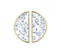 YHVHKA 2 Pack Blue Willow Floral Cabinet Handles, 76mm Hole Centres Drawer Pulls Gold Semicircle Knobs, Solid Zinc Alloy Hardware for Art Home Decor