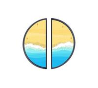 YHVHKA 2 Pack Coast Sea Ocean Sand Cabinet Handles, 76mm Hole Centres Drawer Pulls Black Semicircle Knobs, Solid Zinc Alloy Hardware for Kitchen Bathroom Coastal Home