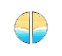 YHVHKA 2 Pack Coast Sea Ocean Sand Cabinet Handles, 76mm Hole Centres Drawer Pulls Brushed Nickel Semicircle Knobs, Solid Zinc Alloy Hardware for Kitchen Bathroom Coastal Home