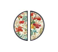 YHVHKA 2 Pack Colorful Iris Pattern Cabinet Handles, 76mm Hole Centres Drawer Pulls Black Semicircle Knobs, Solid Zinc Alloy Hardware for Art Home Decor