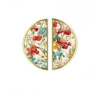 YHVHKA 2 Pack Colorful Iris Pattern Cabinet Handles, 76mm Hole Centres Drawer Pulls Gold Semicircle Knobs, Solid Zinc Alloy Hardware for Art Home Decor