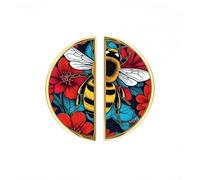YHVHKA 2 Pack Honey Bee Red Bloom Cabinet Handles