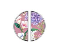 YHVHKA 2 Pack Hydrangea Calla Lily Semicircle Cabinet Handles, 76mm Hole Centres Drawer Pulls Unique Knobs, Solid Zinc Alloy Hardware for Art Home Decor - Brushed Nickel Base