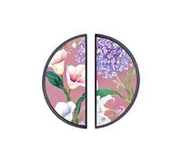 YHVHKA 2 Pack Hydrangea Calla Lily Semicircle Cabinet Handles, 76mm Hole Centres Drawer Pulls Unique Knobs, Solid Zinc Alloy Hardware for Art Home Decor - Black Base