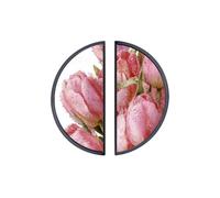 YHVHKA 2 Pack Lush Tulip Floral Semicircle Cabinet Handles, 76mm Hole Centres Drawer Pulls Unique Knobs, Solid Zinc Alloy Hardware for Art Home Decor - Black Base