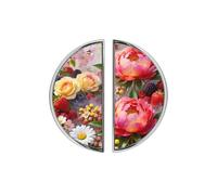YHVHKA 2 Pack Misty Berry Floral Print Semicircle Cabinet Handles, 76mm Hole Centres Drawer Pulls Unique Knobs, Solid Zinc Alloy Hardware for Art Home Decor - Brushed Nickel Base