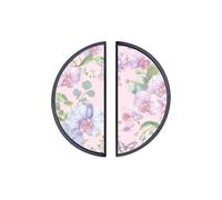 YHVHKA 2 Pack Pastel Orchid Semicircle Cabinet Handles, 76mm Hole Centres Drawer Pulls Unique Knobs, Solid Zinc Alloy Hardware for Art Home Decor - Black Base