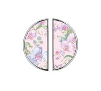YHVHKA 2 Pack Pastel Orchid Semicircle Cabinet Handles, 76mm Hole Centres Drawer Pulls Unique Knobs, Solid Zinc Alloy Hardware for Art Home Decor - Brushed Nickel Base