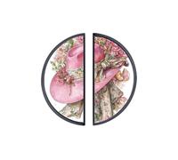 YHVHKA 2 Pack Pink Cowboy Hat Floral Semicircle Cabinet Handles, 76mm Hole Centres Drawer Pulls Unique Knobs, Solid Zinc Alloy Hardware for Art Home Decor - Black Base