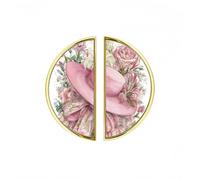 YHVHKA 2 Pack Pink Hat Floral Semicircle Cabinet Handles, 76mm Hole Centres Drawer Pulls Unique Knobs, Solid Zinc Alloy Hardware for Art Home Decor - Gold Base