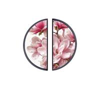 YHVHKA 2 Pack Pink Magnolia Dew Drops Semicircle Cabinet Handles, 76mm Hole Centres Drawer Pulls Unique Knobs, Solid Zinc Alloy Hardware for Art Home Decor - Black Base