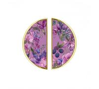 YHVHKA 2 Pack Pink Purple Orchid Semicircle Cabinet Handles, 76mm Hole Centres Drawer Pulls Unique Knobs, Solid Zinc Alloy Hardware for Art Home Decor - Gold Base