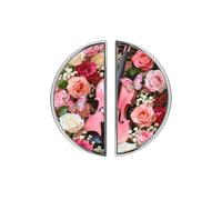 YHVHKA 2 Pack Pink Violin Floral Semicircle Cabinet Handles, 76mm Hole Centres Drawer Pulls Unique Knobs, Solid Zinc Alloy Hardware for Art Home Decor - Brushed Nickel Base