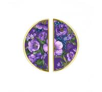 YHVHKA 2 Pack Purple Berry Floral Art Semicircle Cabinet Handles, 76mm Hole Centres Drawer Pulls Unique Knobs, Solid Zinc Alloy Hardware for Art Home Decor - Gold Base