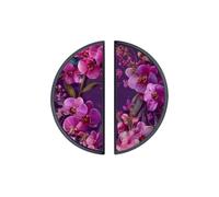 YHVHKA 2 Pack Purple Orchid Berry Semicircle Cabinet Handles, 76mm Hole Centres Drawer Pulls Unique Knobs, Solid Zinc Alloy Hardware for Art Home Decor - Black Base