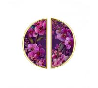 YHVHKA 2 Pack Purple Orchid Berry Semicircle Cabinet Handles, 76mm Hole Centres Drawer Pulls Unique Knobs, Solid Zinc Alloy Hardware for Art Home Decor - Gold Base