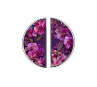 YHVHKA 2 Pack Purple Orchid Berry Semicircle Cabinet Handles, 76mm Hole Centres Drawer Pulls Unique Knobs, Solid Zinc Alloy Hardware for Art Home Decor - Brushed Nickel Base